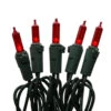 50 LED Red Incandescent Style Lights Green Wire