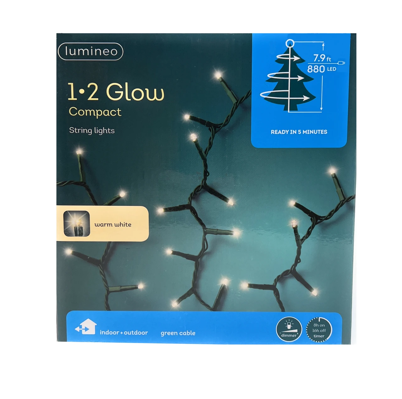 Lumineo 880 LED 1-2 Glow Warm White Compact Lights Green Wire 1 Lumineo 880 LED 1-2 Glow Warm White Compact Lights Green Wire