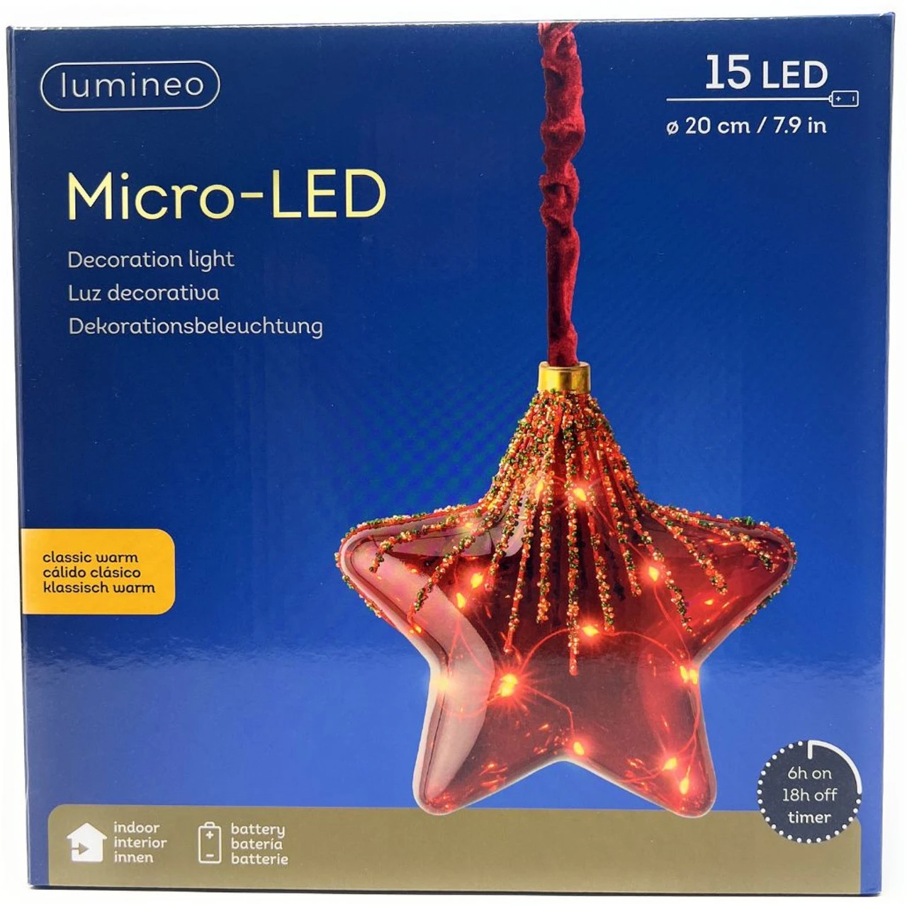 Lumineo Micro LED Red Glass Star 1 Lumineo Micro LED Red Glass Star