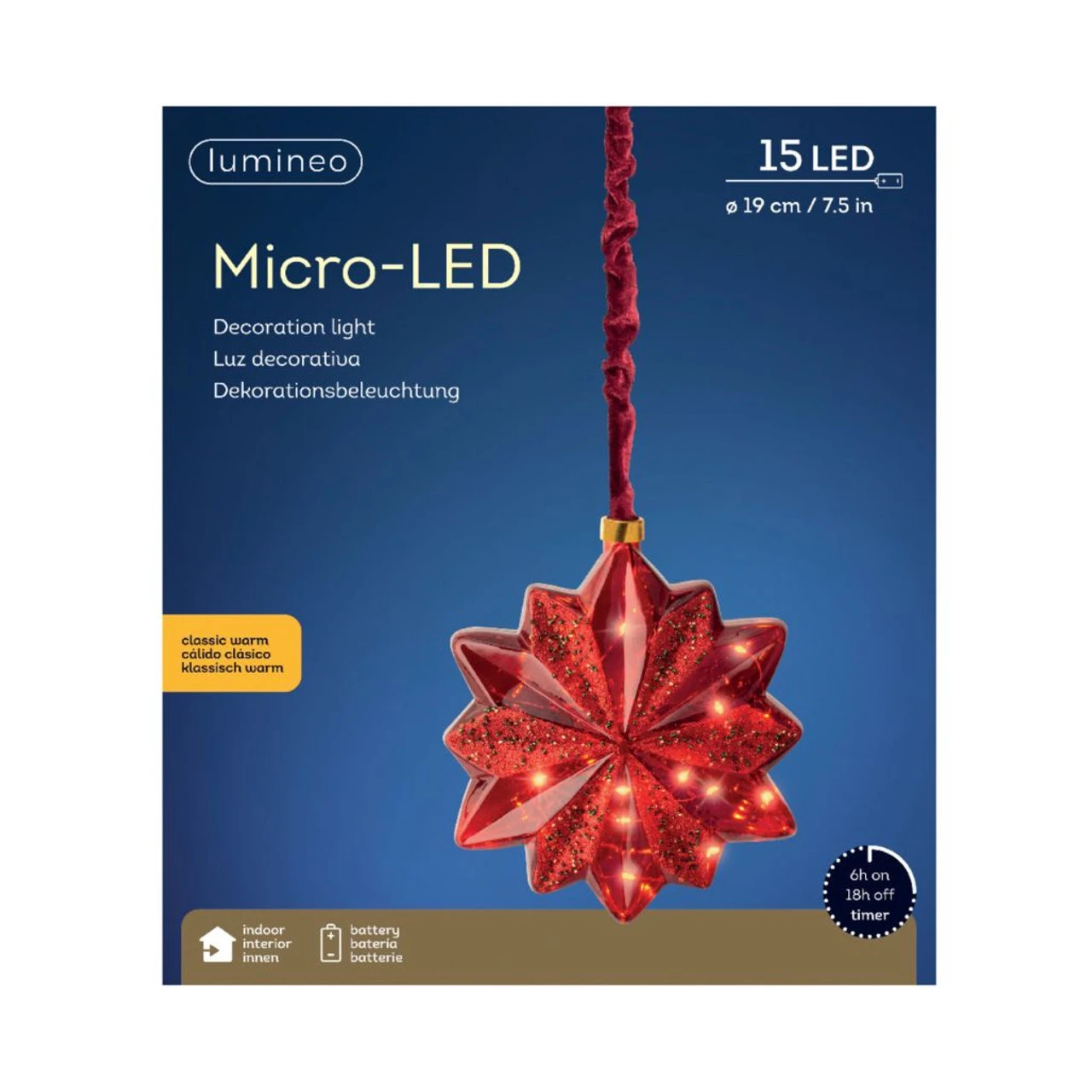 Lumineo Micro LED Red Glass 12 Pointed Star 1 Lumineo Micro LED Red Glass 12 Pointed Star