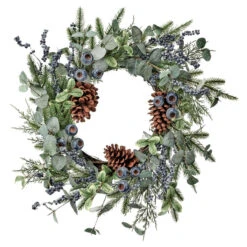 22" Blueberry Eucalyptus Cedar/Pine Wreath