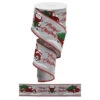 Merry Christmas Red Truck On Light Gray Linen Ribbon 10 Yards Long X 2.5 Inch Wide