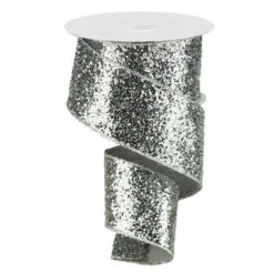 Silver Glitter Ribbon 10 Yards Long 2.5 Inch Wide