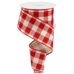 Red And White Checkered Ribbon 10 Yards Long 2.5 Inch Wide