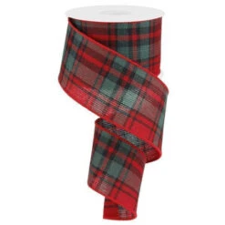 Red And Green Woven Plaid Ribbon 10 Yards 2.5 Inches Wide