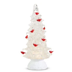 Lighted Swirling Glitter Tree Water Shimmer With Cardinals