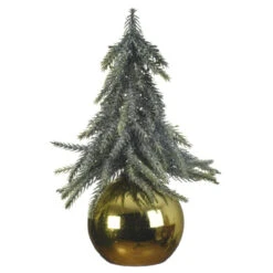 Mini Glittered Tree On Gold Bauble