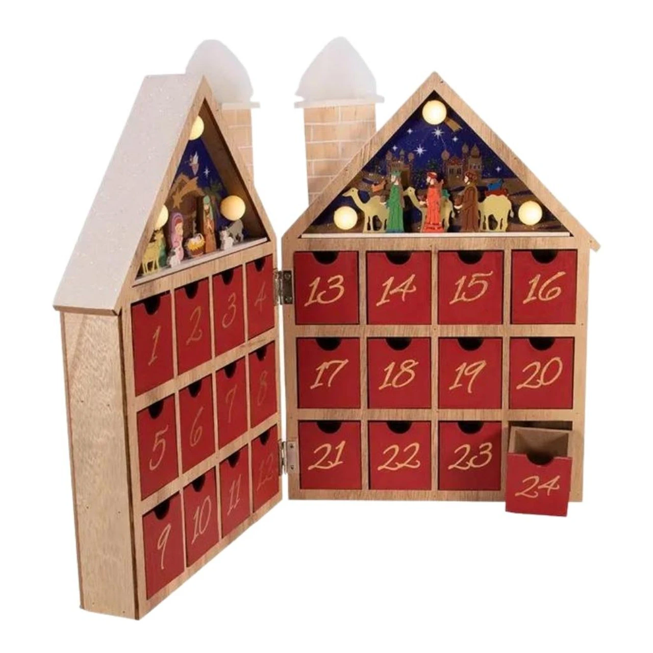Kurt Adler Wooden LED Nativity Advent Calendar 2 Kurt Adler Wooden LED Nativity Advent Calendar - Image 2