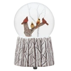 Cardinals On Branch Musical Glitter Snow Globe