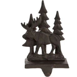 Moose Christmas Stocking Holder With The Woods In The Background Made From Metal