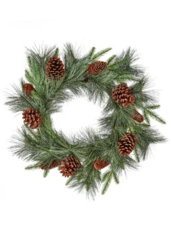 24" Pine Wreath With Cones