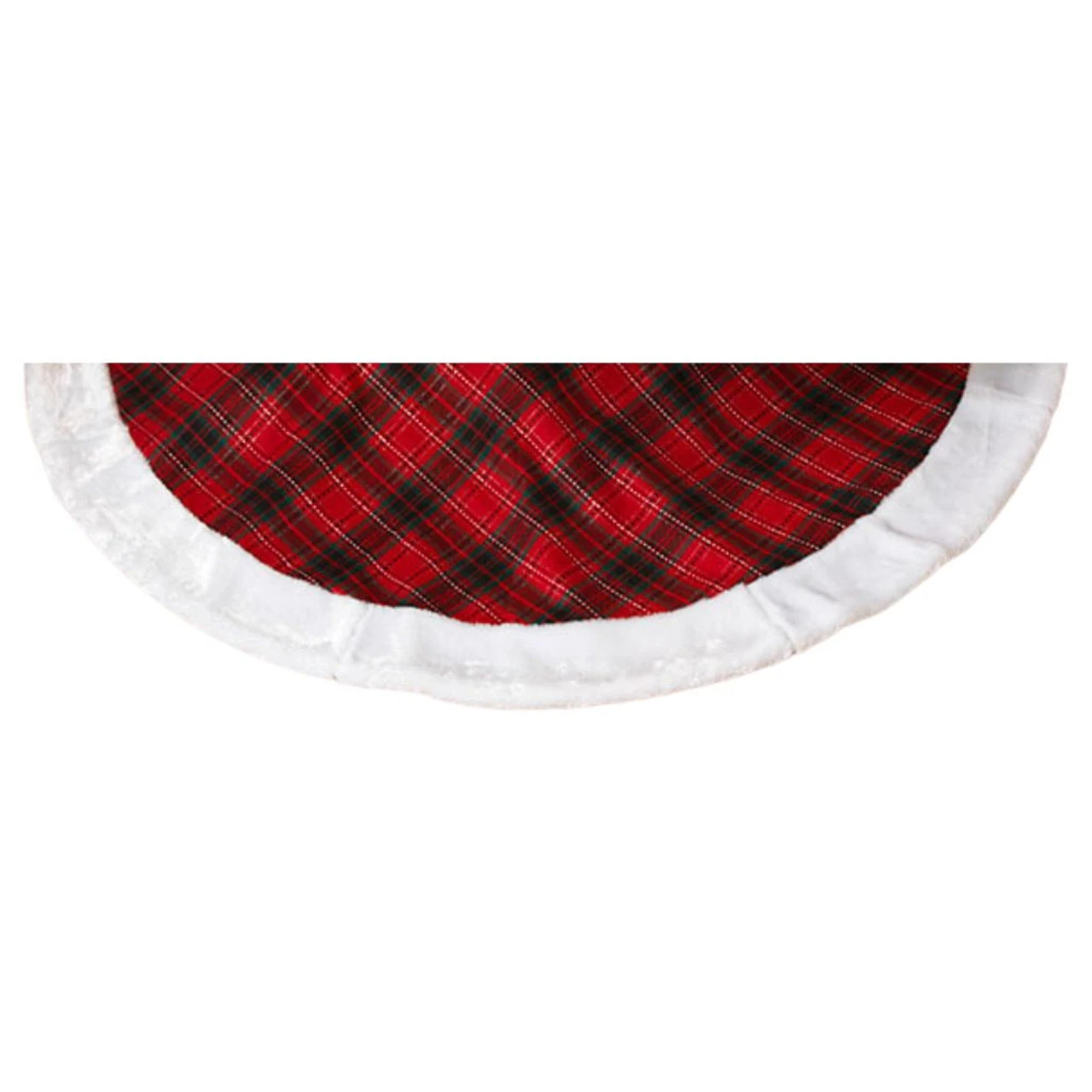 Red Plaid Fur Trimmed Tree Skirt 1 Red Plaid Fur Trimmed Tree Skirt