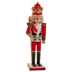 Kurt Adler Traditional Red Wooden Soldier Nutcracker With Green Holly