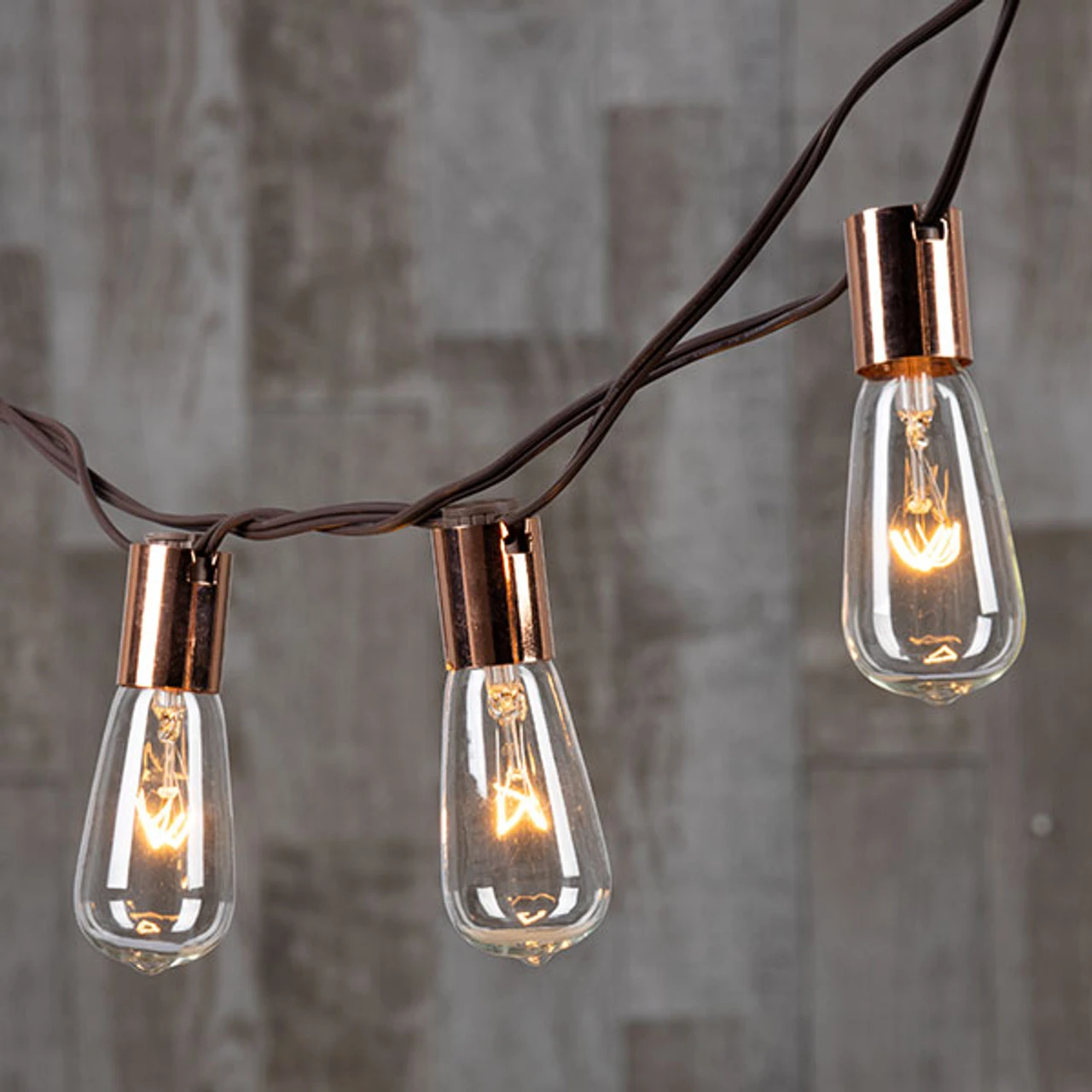10 Incandescent Bulbs Brown Wire String Light Set 2 10 Incandescent Bulbs Brown Wire String Light Set - Image 2