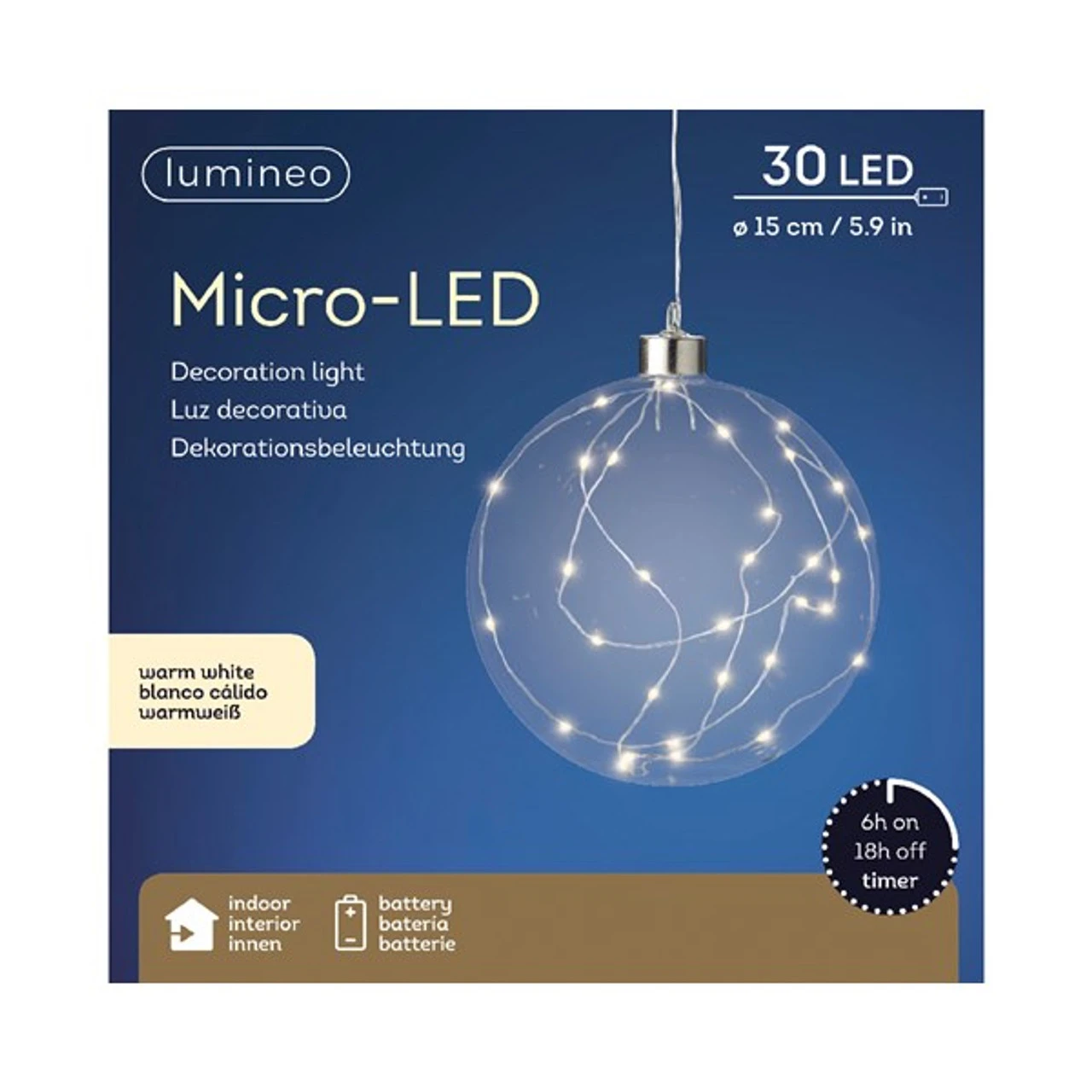 Lumineo 30 Micro LED Warm White Lights Hanging Ball 1 Lumineo 30 Micro LED Warm White Lights Hanging Ball