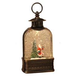 Santa In A Light Up Water Globe Lantern