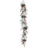 Pine Garland With Berries, Ornaments, And Snowflakes