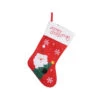16" Christmas Stocking With Santa Peaking From Behind A Tee Embroided