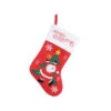 16" Christmas Stocking With Santa Dancing Around A Tree Embroidered
