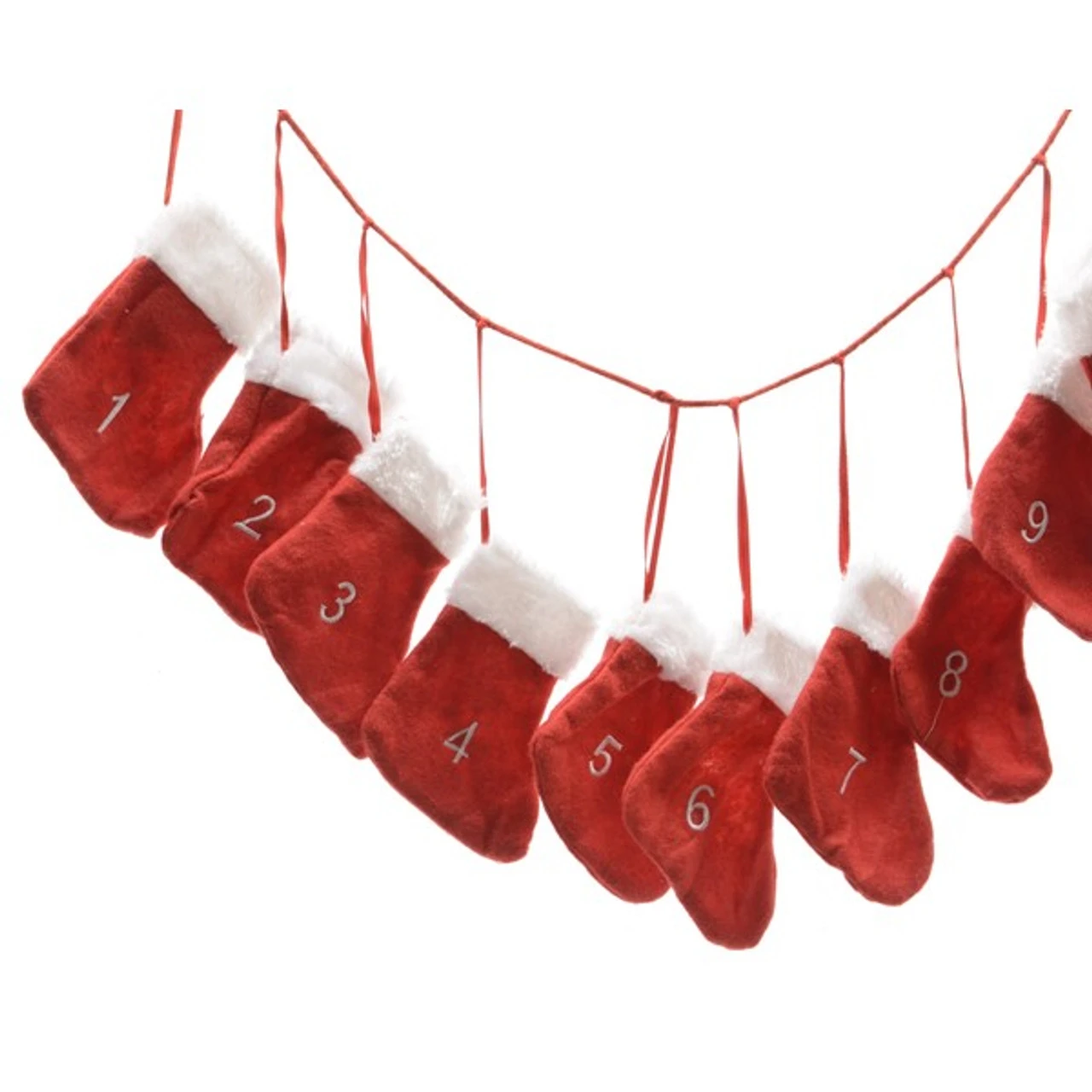 61" Fabric Advent Garland With 24 Mini Stockings 1 61" Fabric Advent Garland With 24 Mini Stockings