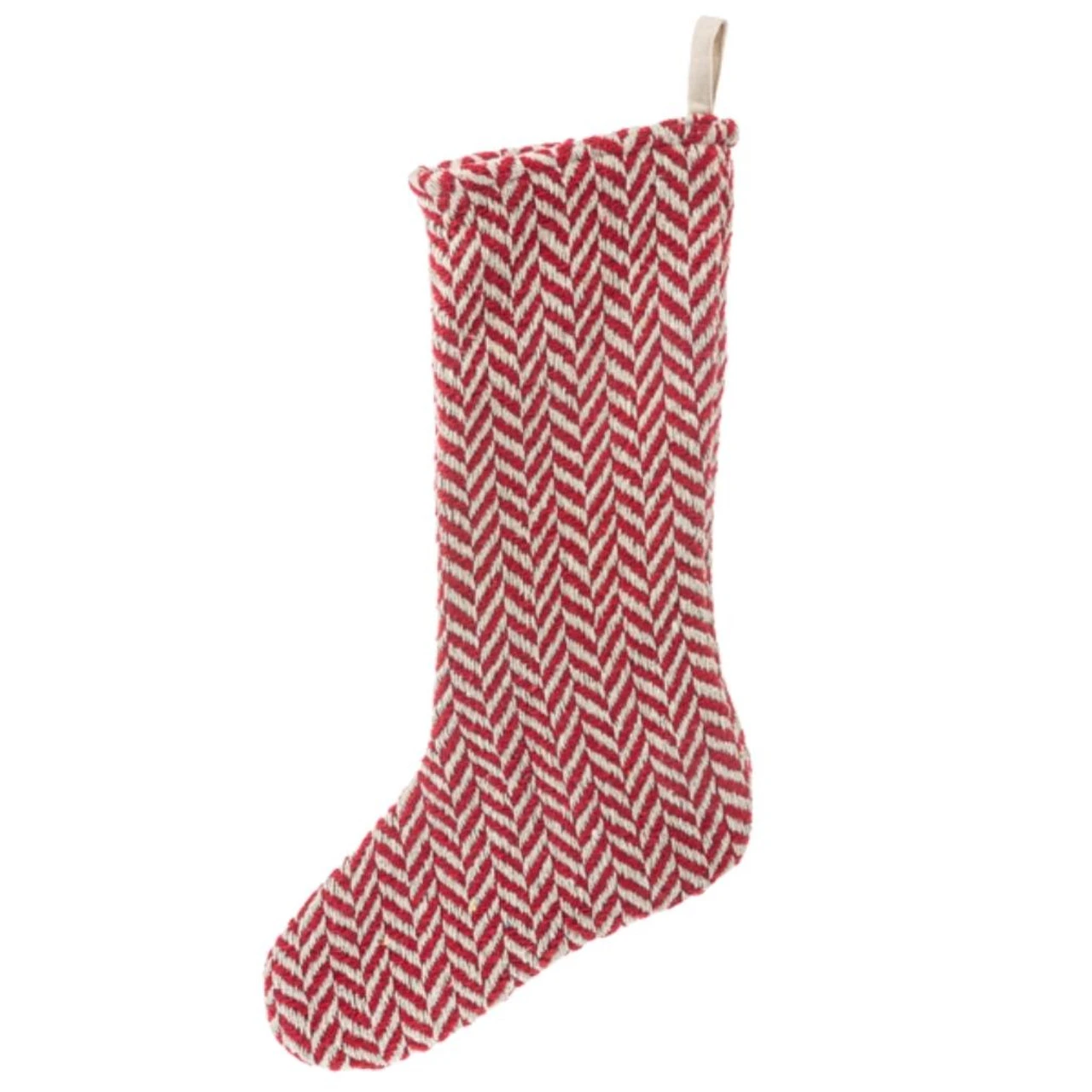 Red & Natural Herringbone Stocking 1 Red & Natural Herringbone Stocking
