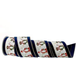 4" X 10 Yard Nutcracker Velvet/Gold Back Wired Ribbon - Navy