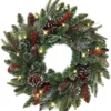 24" Pre-Lit Cordless LED Pre-lit Pine Wreath With 25 LED Lights
