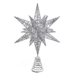 Silver Glitter Star Tree Topper