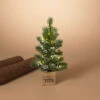 15 Inch Lighted Pine Tree With Faux Snow In Wood Box