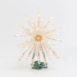 13.5" H Electric Lighted Glittered Acrylic Starburst Tree Topper With 50 Lights