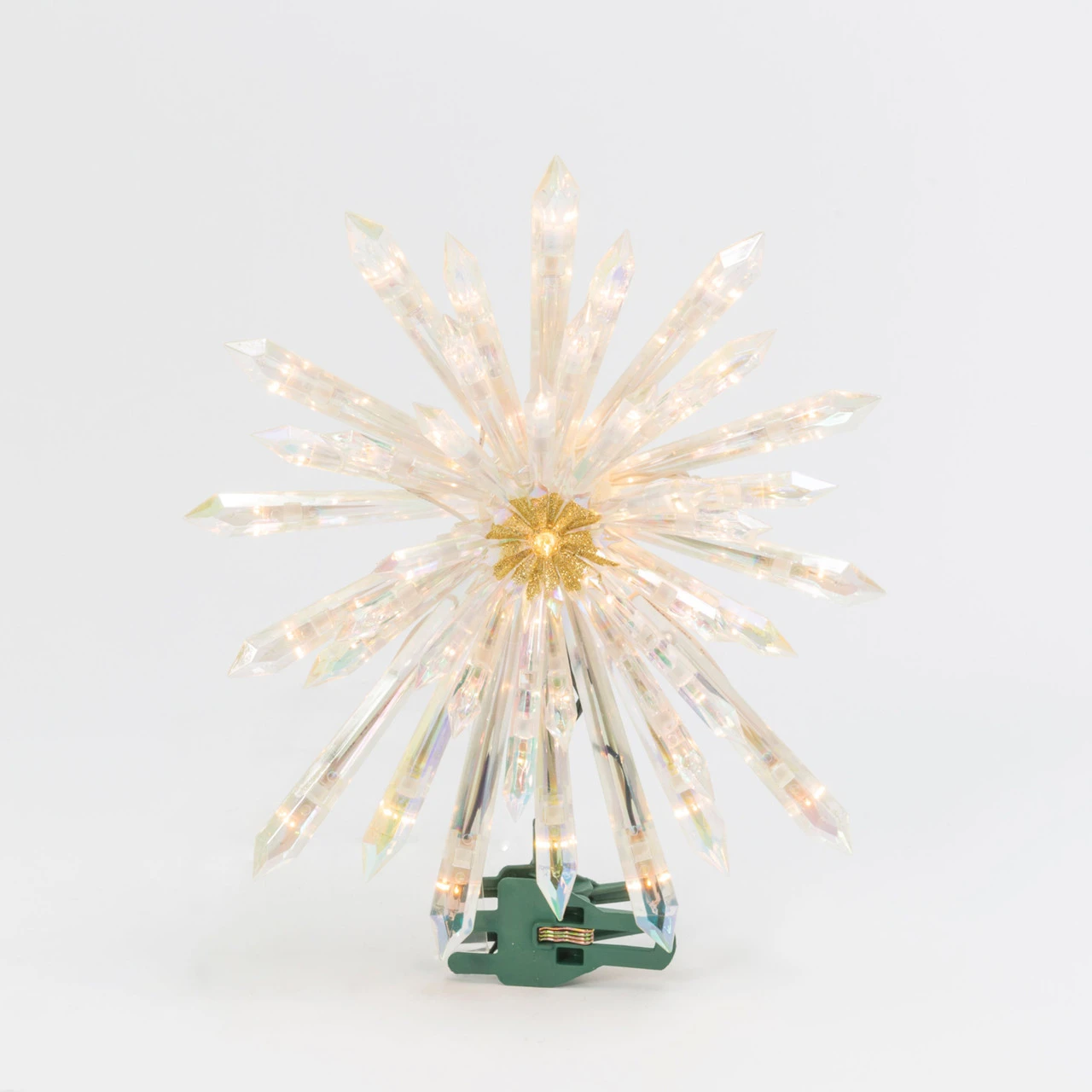 13.5" H Electric Lighted Glittered Acrylic Starburst Tree Topper With 50 Lights 1 13.5" H Electric Lighted Glittered Acrylic Starburst Tree Topper With 50 Lights