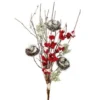 32" Snow Berry Twig Nest Spray
