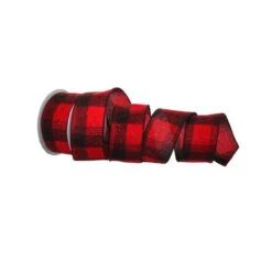 2.5"X10Y Glitter Flannel Plaid Wired Ribbon