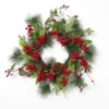 Holiday Pine With Berries & Pinecone Wreath, 24 Inches