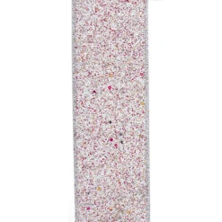 White Fabric Multi-Colored Glitter Ribbon