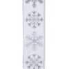 White And Silver Snowflake Woven Ribbon