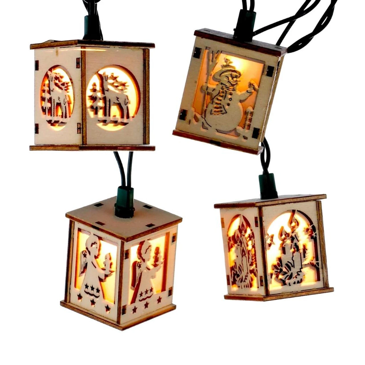 Kurt Adler UL 10-Light Wooden Lantern Light Set 1 Kurt Adler UL 10-Light Wooden Lantern Light Set