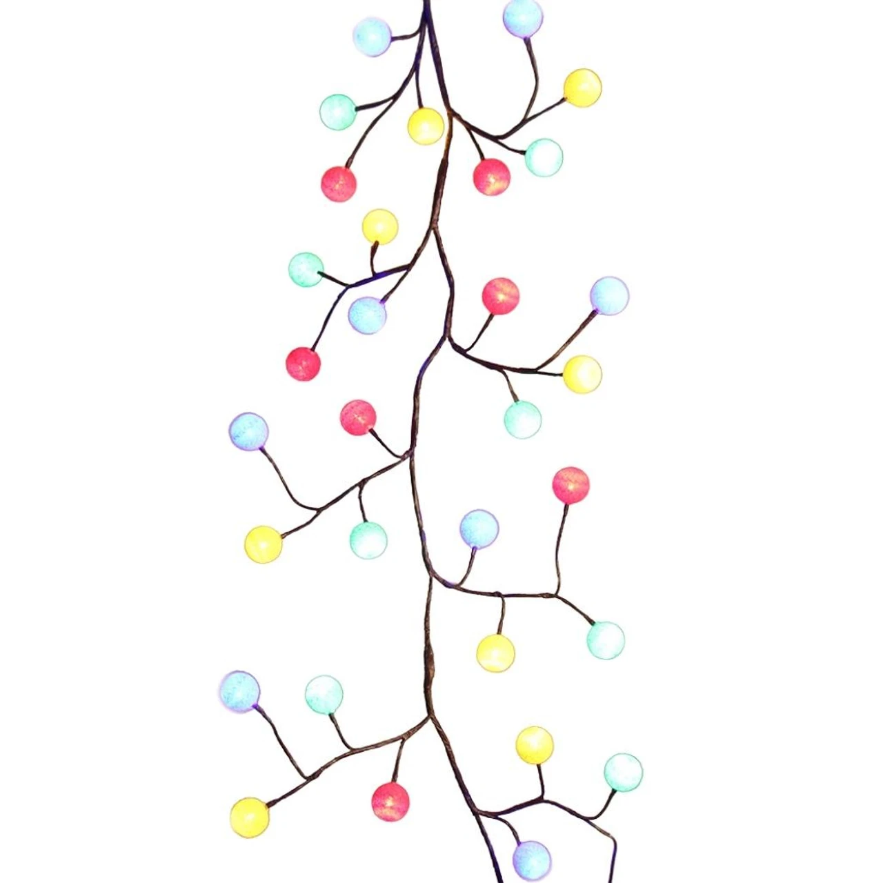 Kurt Adler 6 Foot Pre-Lit LED Garland With Multicolored Cotton Ball Lights 1 Kurt Adler 6 Foot Pre-Lit LED Garland With Multicolored Cotton Ball Lights