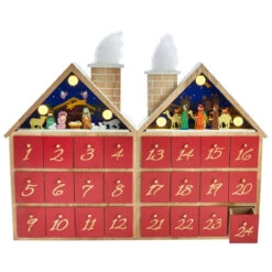 Kurt Adler Wooden LED Nativity Advent Calendar