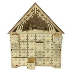 Woodland Deer LED Wood Advent Calendar -Xmas Decor House Store Woodland Deer LED Wood Advent Calendar door open 17247.1680023005