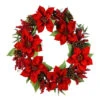 30" Wreath With Poinsettias, Berries, And Pinecones