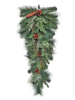 32" Juniper Teardrop With Berries & Pinecones