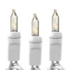 50 FOOT - CLEAR MINI LIGHT SET WITH WHITE WIRE - 100 LIGHTS -