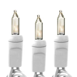 50 FOOT - CLEAR MINI LIGHT SET WITH WHITE WIRE - 100 LIGHTS -