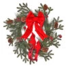 24" Frosted Spruce Cardinals With Bow Wreath