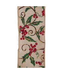Kurt Adler Holly Print Ribbon