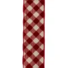 Kurt Adler Red And Tan Gingham Pattern Double Wire Ribbon