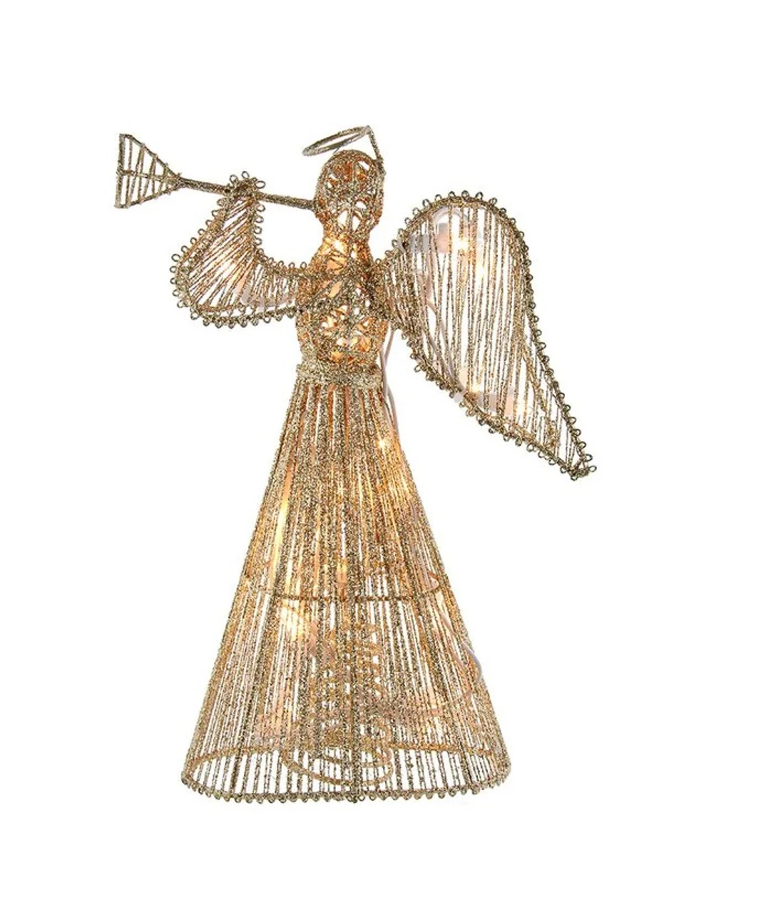 Kurt Adler 12" Pre-Lit Gold Glittered Angel Treetop 1 Kurt Adler 12" Pre-Lit Gold Glittered Angel Treetop