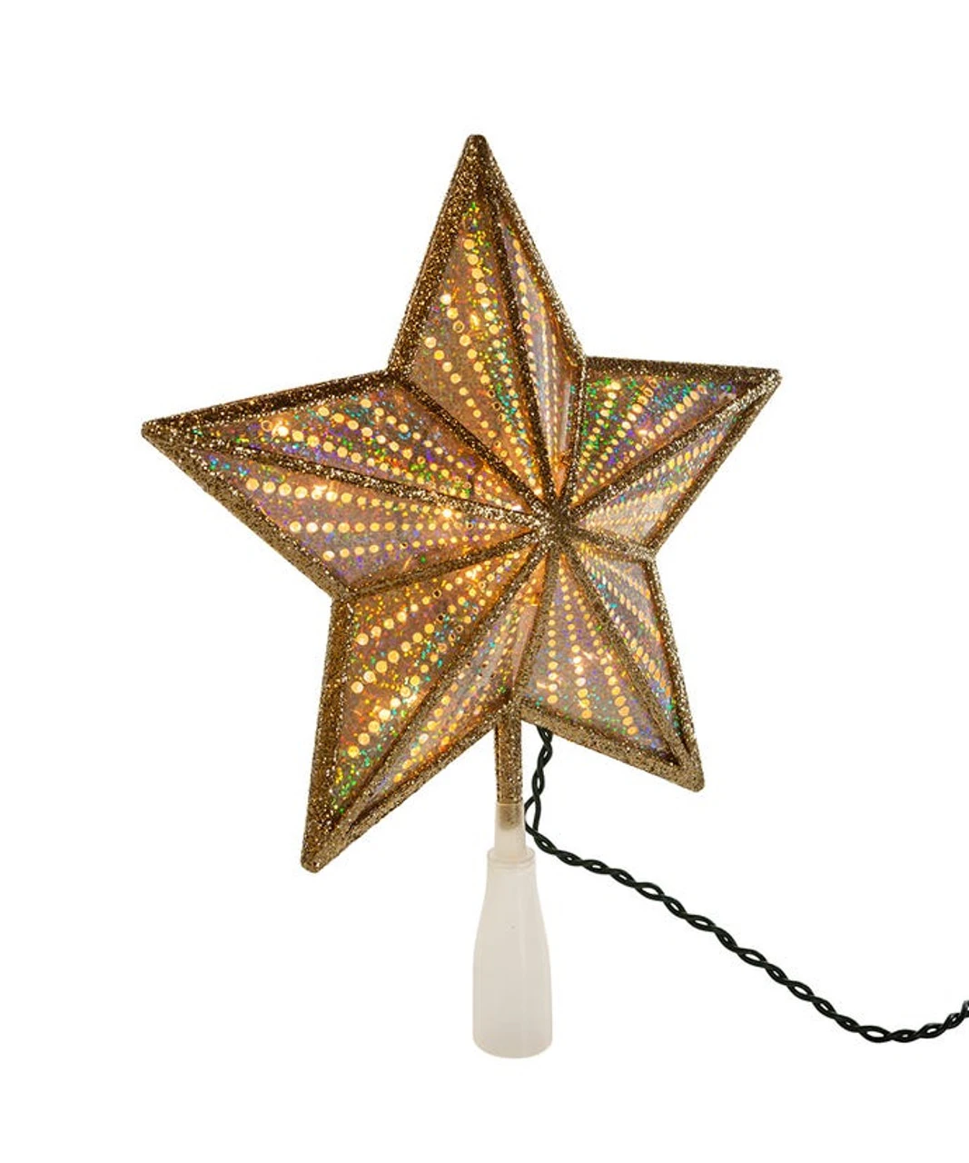 Kurt Adler Gold Glitter And Iridescent Lighted Star Treetop 2 Kurt Adler Gold Glitter And Iridescent Lighted Star Treetop - Image 2