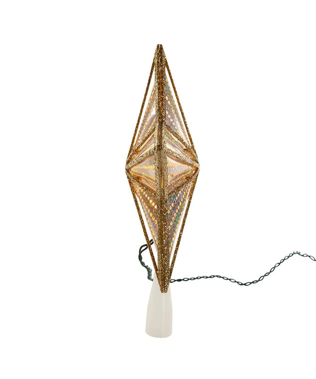 Kurt Adler Gold Glitter And Iridescent Lighted Star Treetop 3 Kurt Adler Gold Glitter And Iridescent Lighted Star Treetop - Image 3